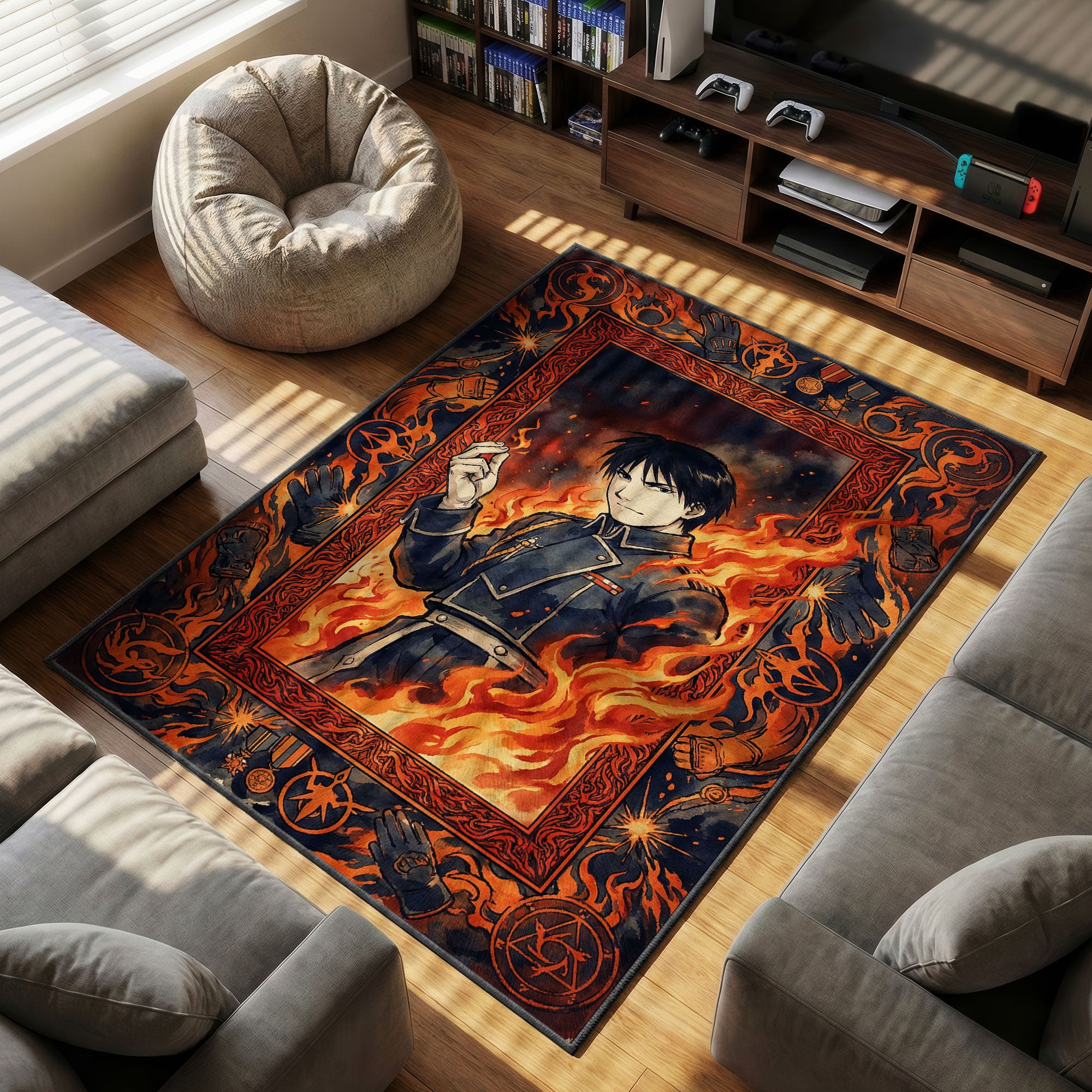Roy Mustang themed area rug for home decor fans