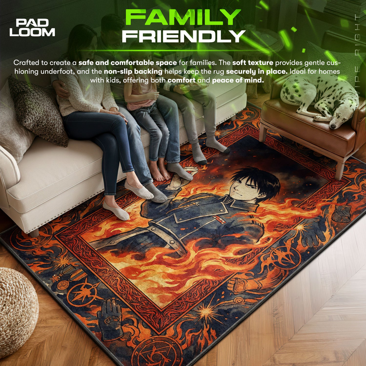 Roy area rug showing full home decor artwork