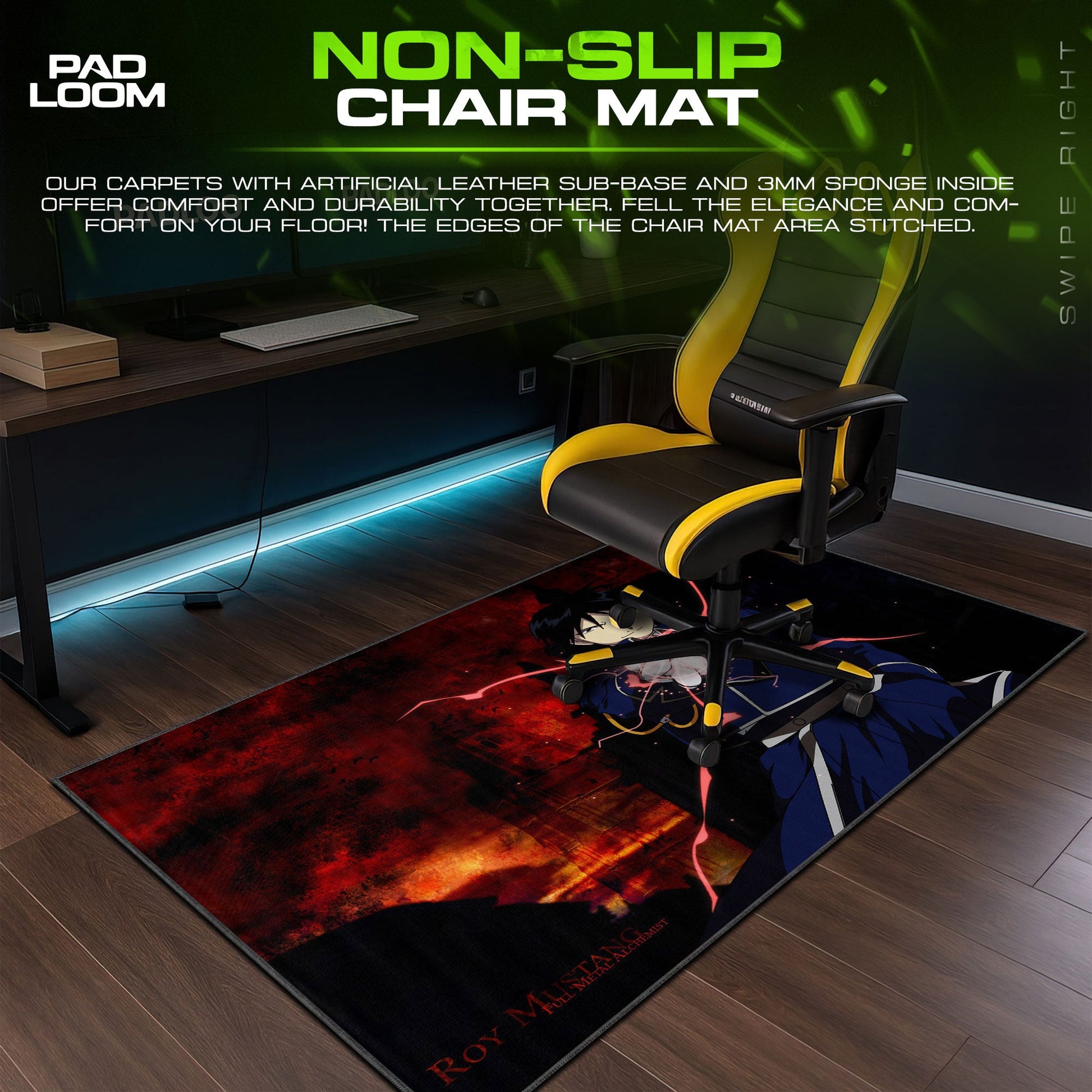 Roy Mustang Mouse Pad - Flame Seal Anime Desk Mat Padloom