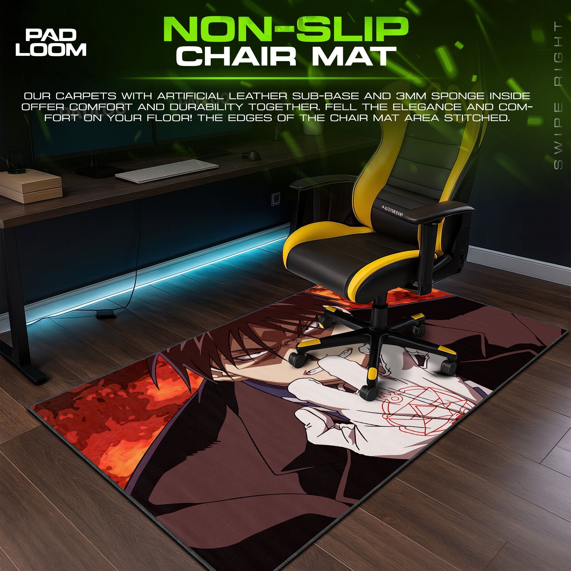 Roy Mustang Mouse Pad - Flame Alchemist Anime Desk Mat Padloom
