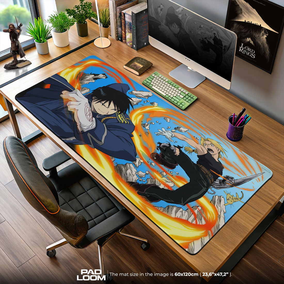 Roy Mustang Mouse Pad - Inferno Command Anime Desk Mat Padloom