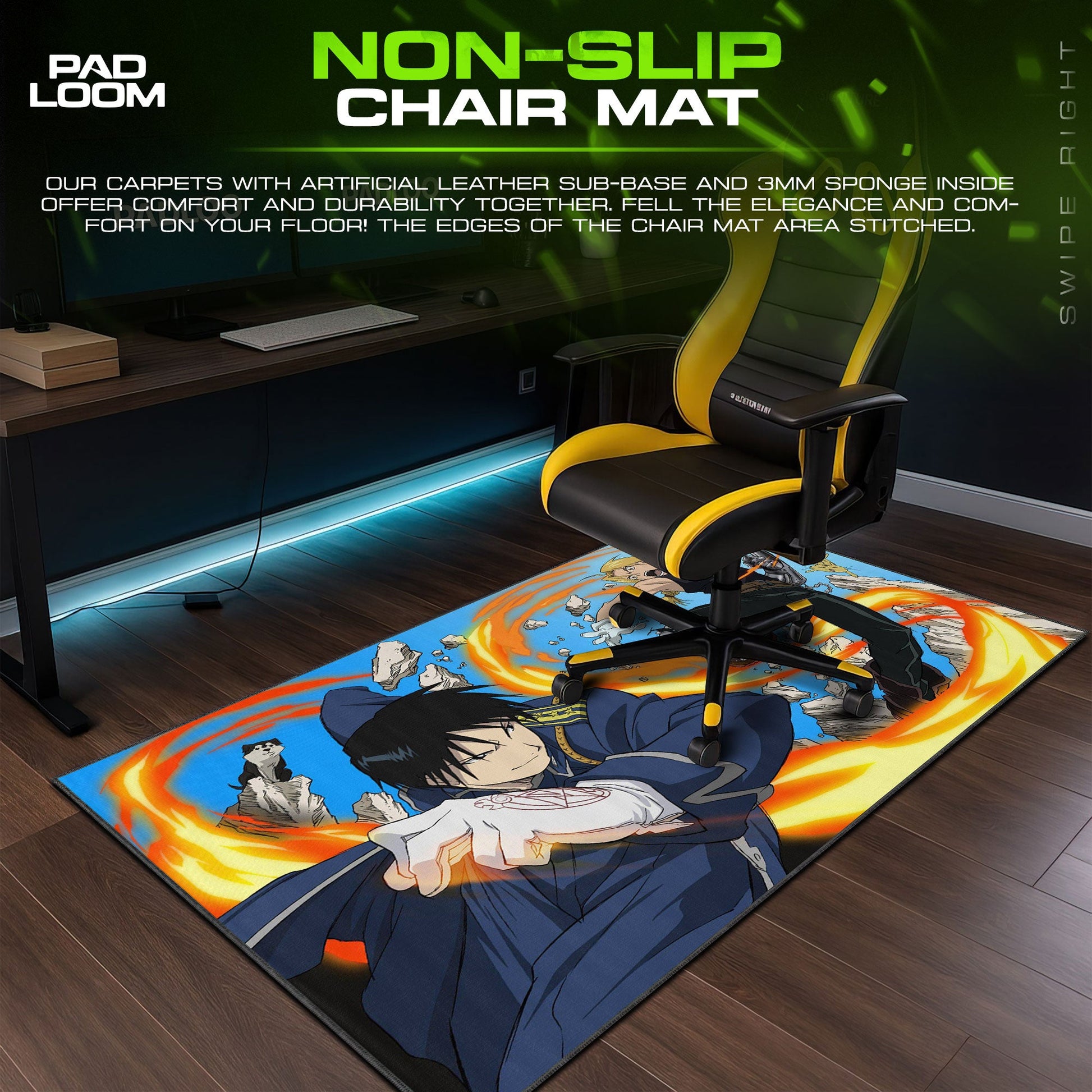 Roy Mustang Mouse Pad - Inferno Command Anime Desk Mat Padloom