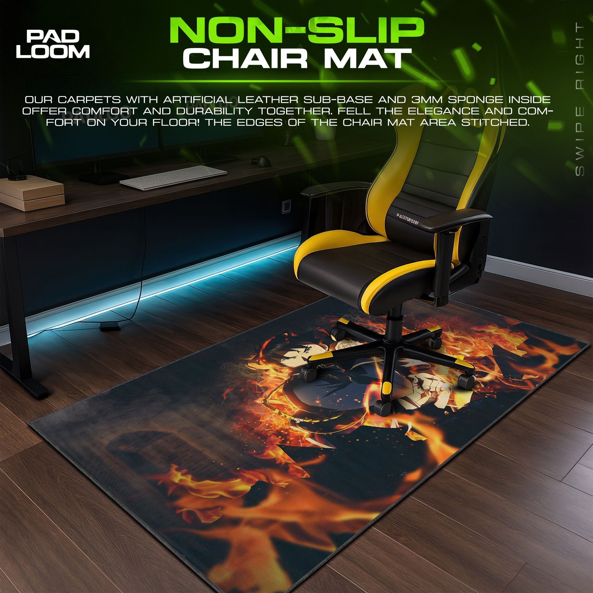 Roy Mustang Mouse Pad - Inferno Command Anime Desk Mat Padloom