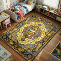 Rubble builder pup PAW Patrol kids area rug with bulldozers on yellow grey tapestry