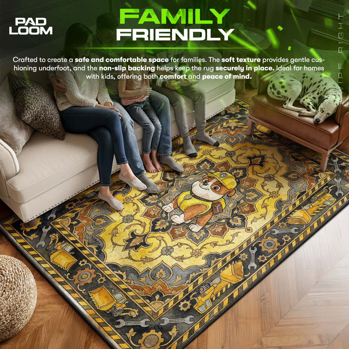 Bedroom character design printed on rug