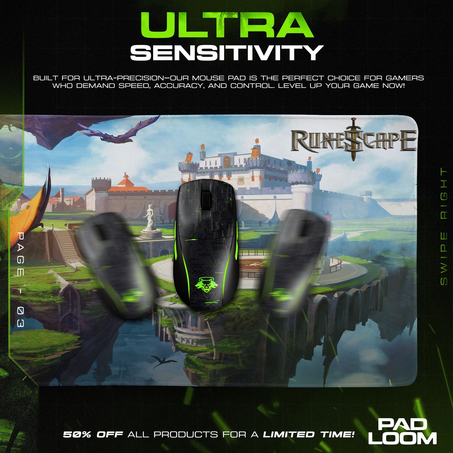 Runescape Castle Wars Mouse Pad, Game Fantasy Gaming Desk Mat Padloom