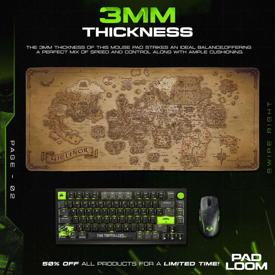 Runescape Map Mouse Pad, Gielinor Game Desk Mat