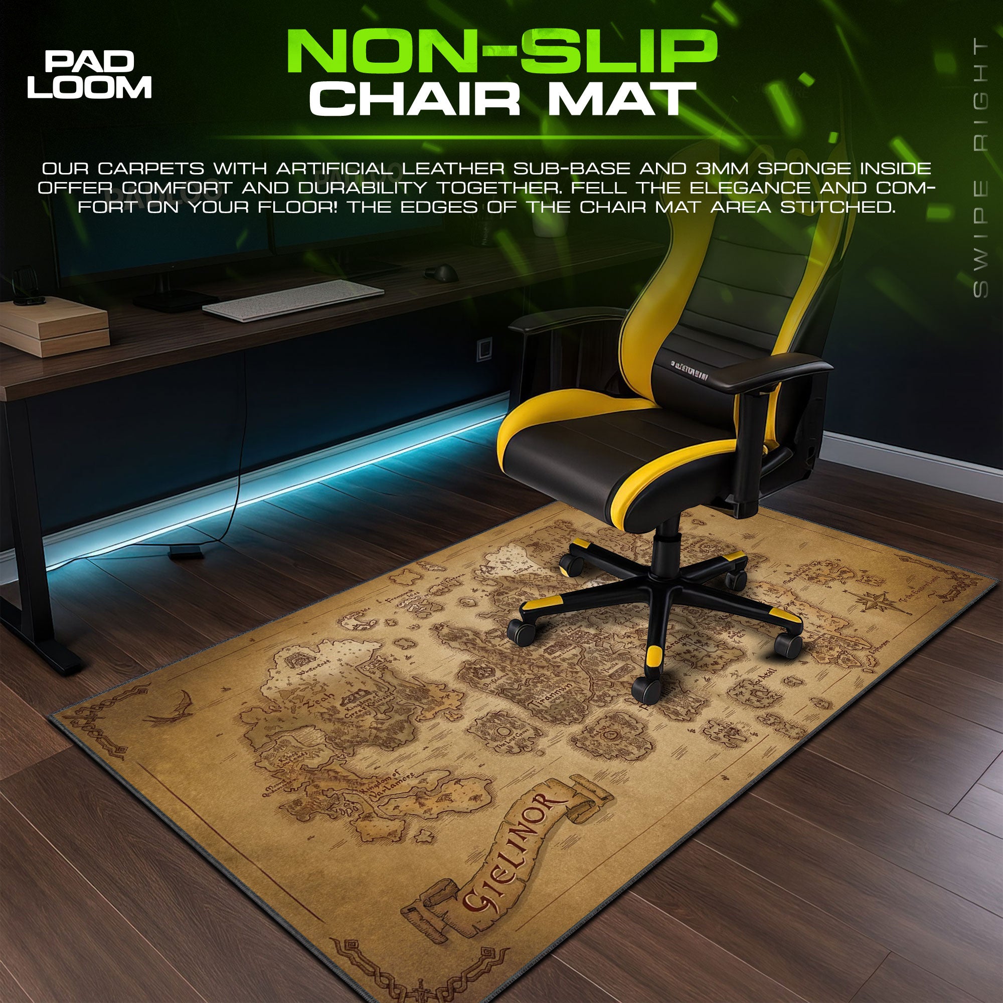 Runescape Map Mouse Pad, Gielinor Game Desk Mat