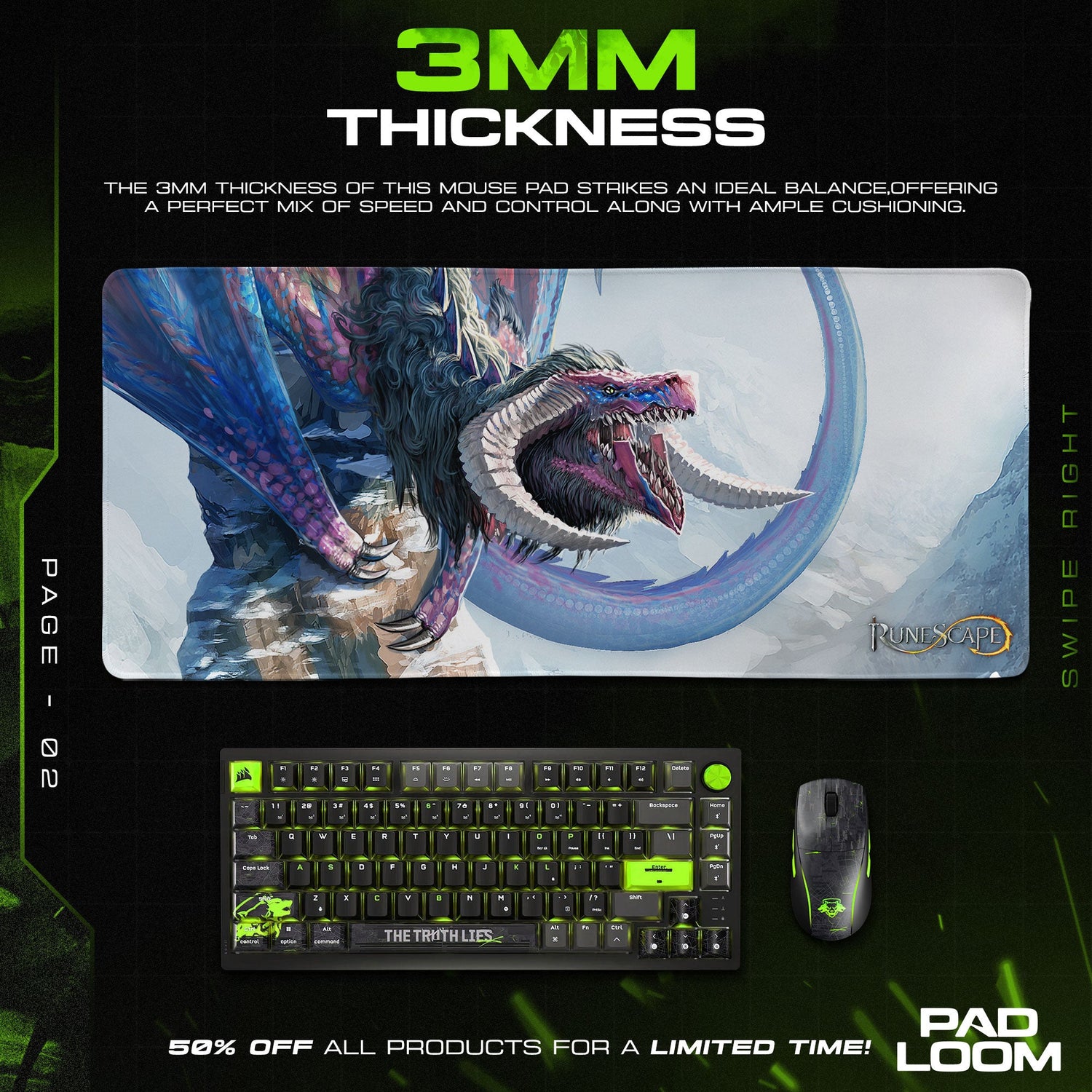 Runescape Vorkath Mouse Pad, Game Dragon Gaming Desk Mat Padloom