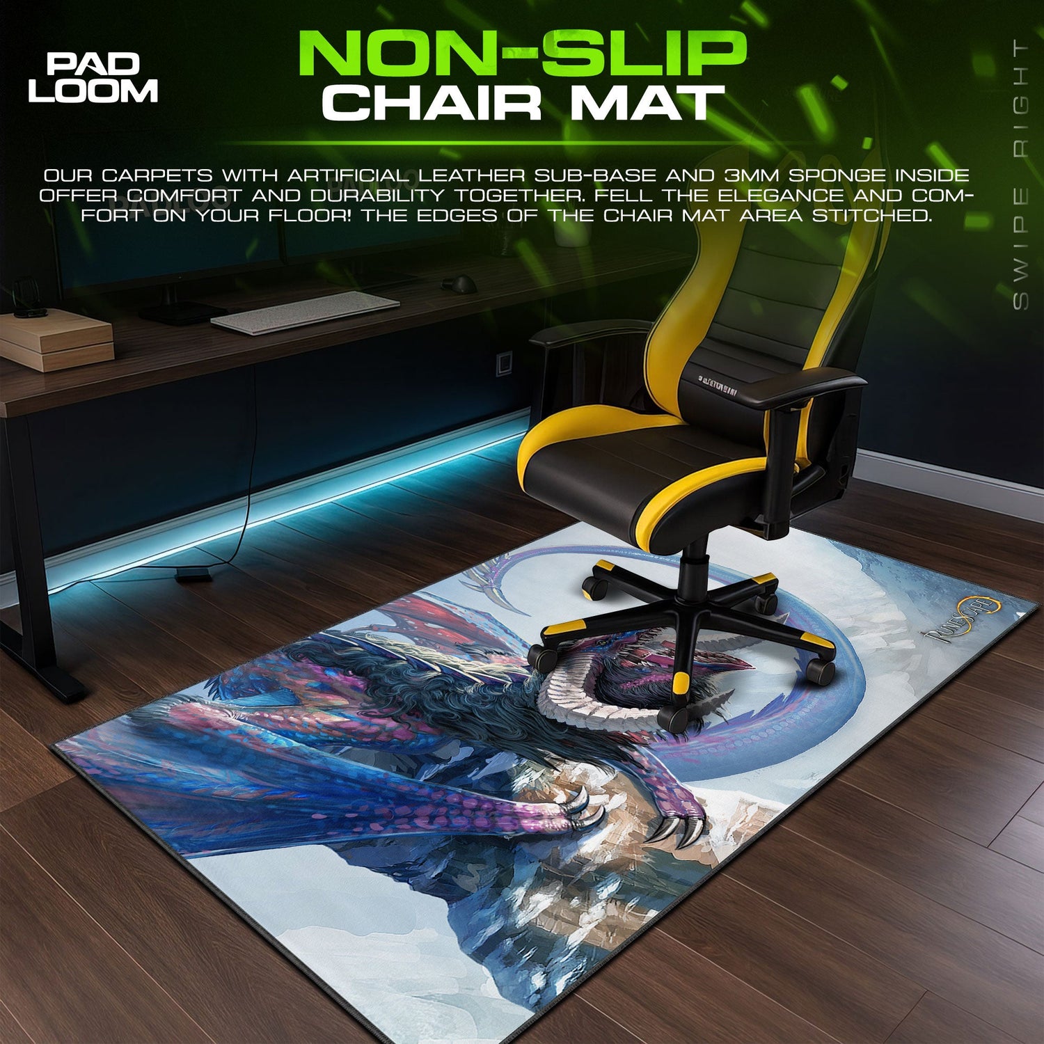 Runescape Vorkath Mouse Pad, Game Dragon Gaming Desk Mat Padloom