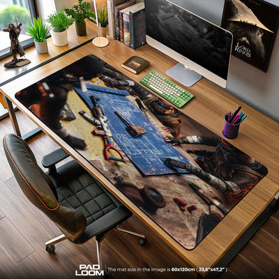 Rust Blueprint Table Mouse Pad, Tactical Builder Gaming Desk Mat