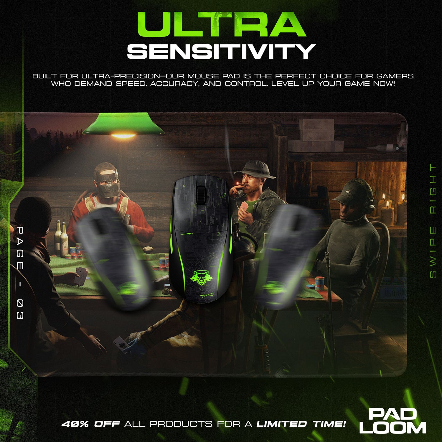 Rust Poker Night Mouse Pad, Survival Game Gaming Desk Mat Padloom