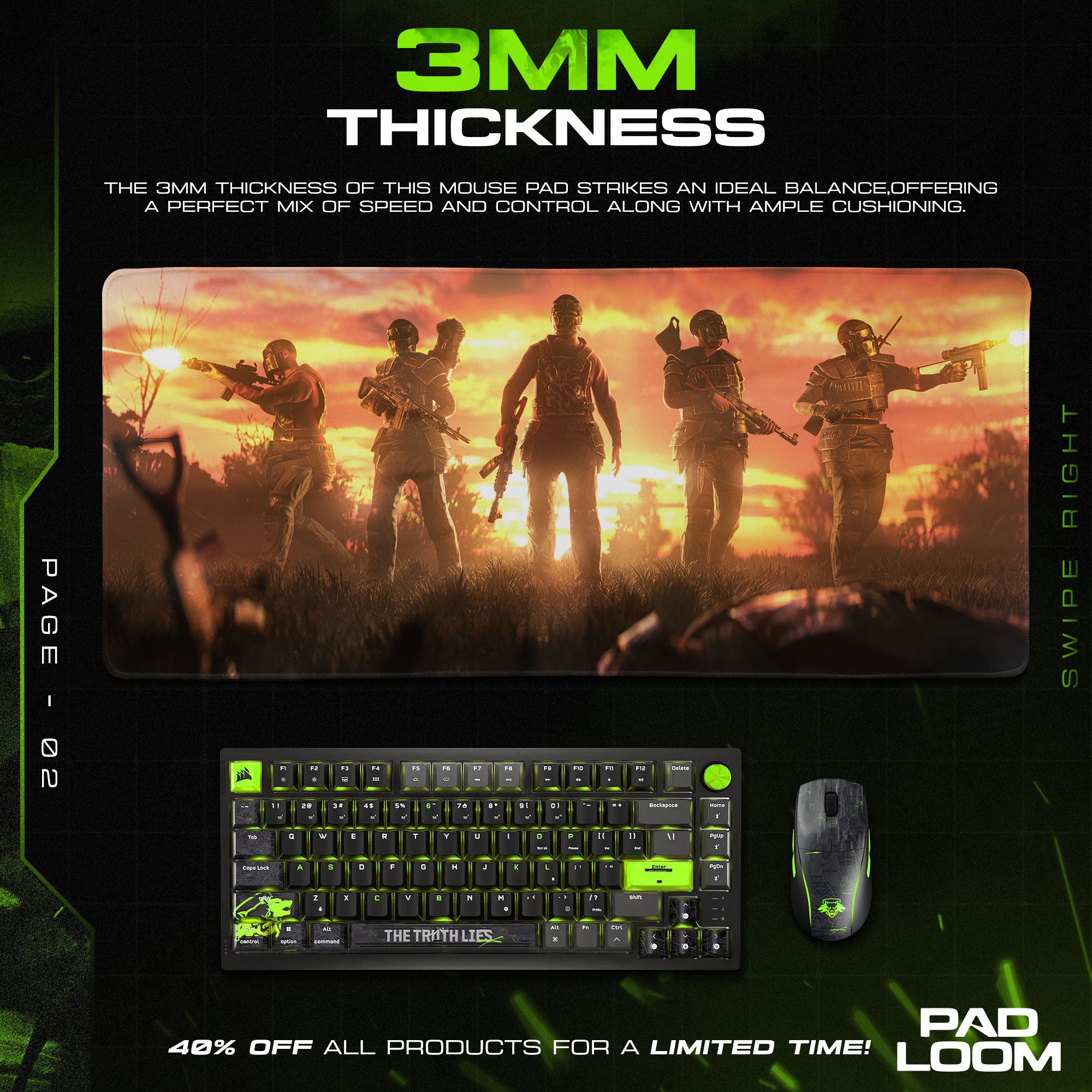 Rust Sunset Squad Mouse Pad, Tactical Survival Team Gaming Desk Mat