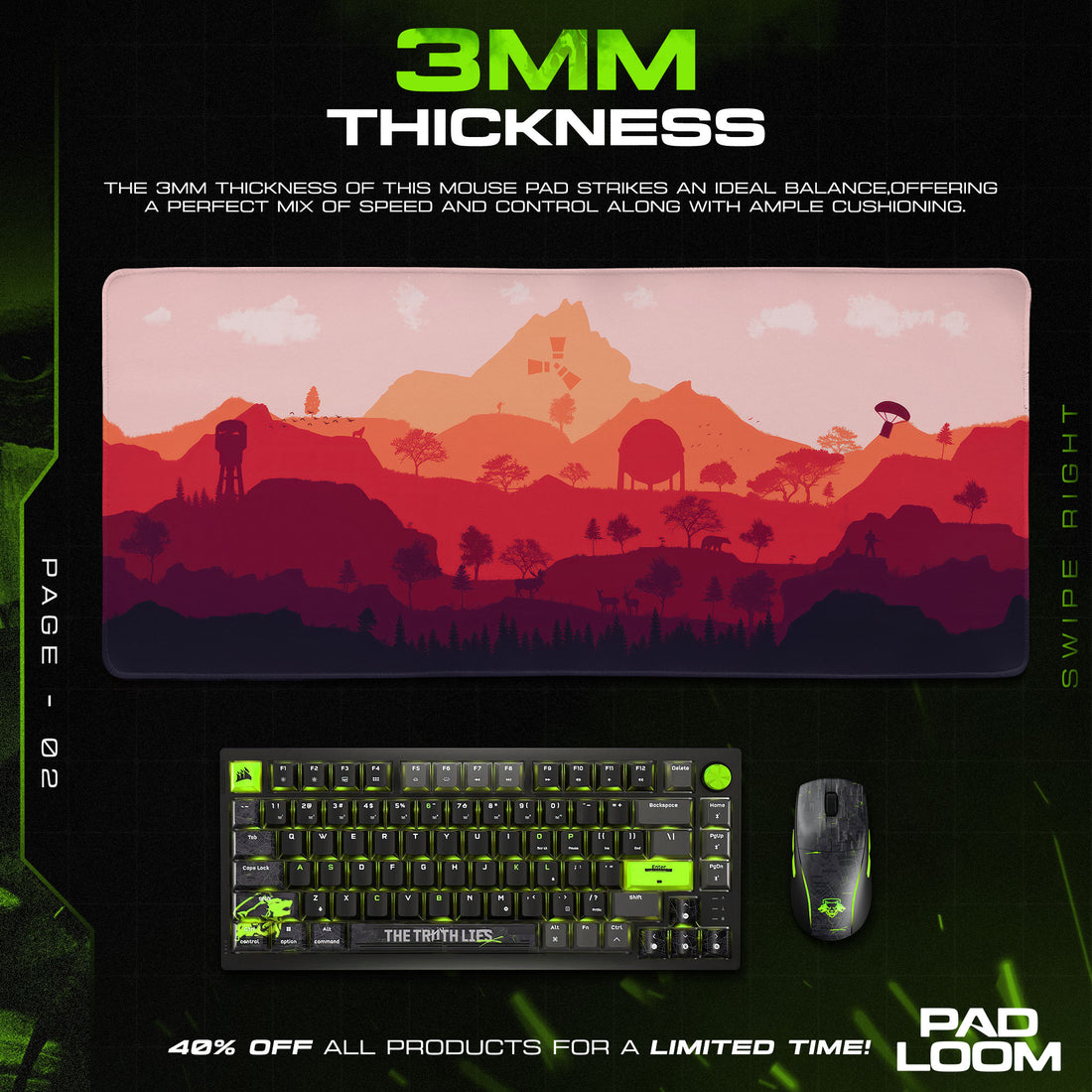 Rust Sunset Terrain Mouse Pad, Survival Wilderness Gaming Desk Mat