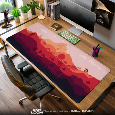 Rust Sunset Terrain Mouse Pad, Survival Wilderness Gaming Desk Mat