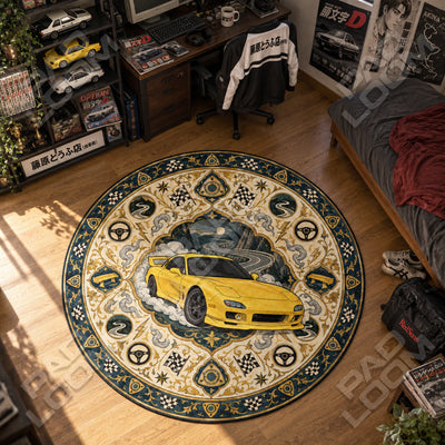 RX-7 Yellow Round Rug - Initial D Chair Mat
