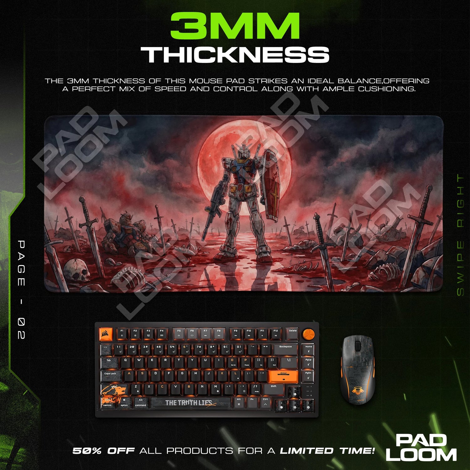RX-78-2 Blood Moon Mouse Pad - Gundam Desk Mat