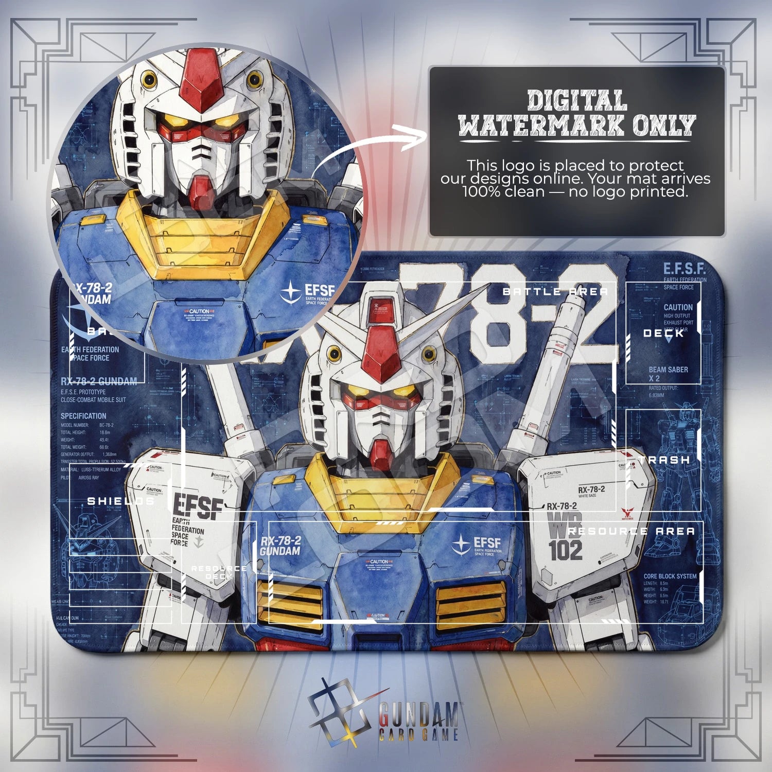 RX-78-2 Blueprint Playmat - Gundam TCG Card Game Mat