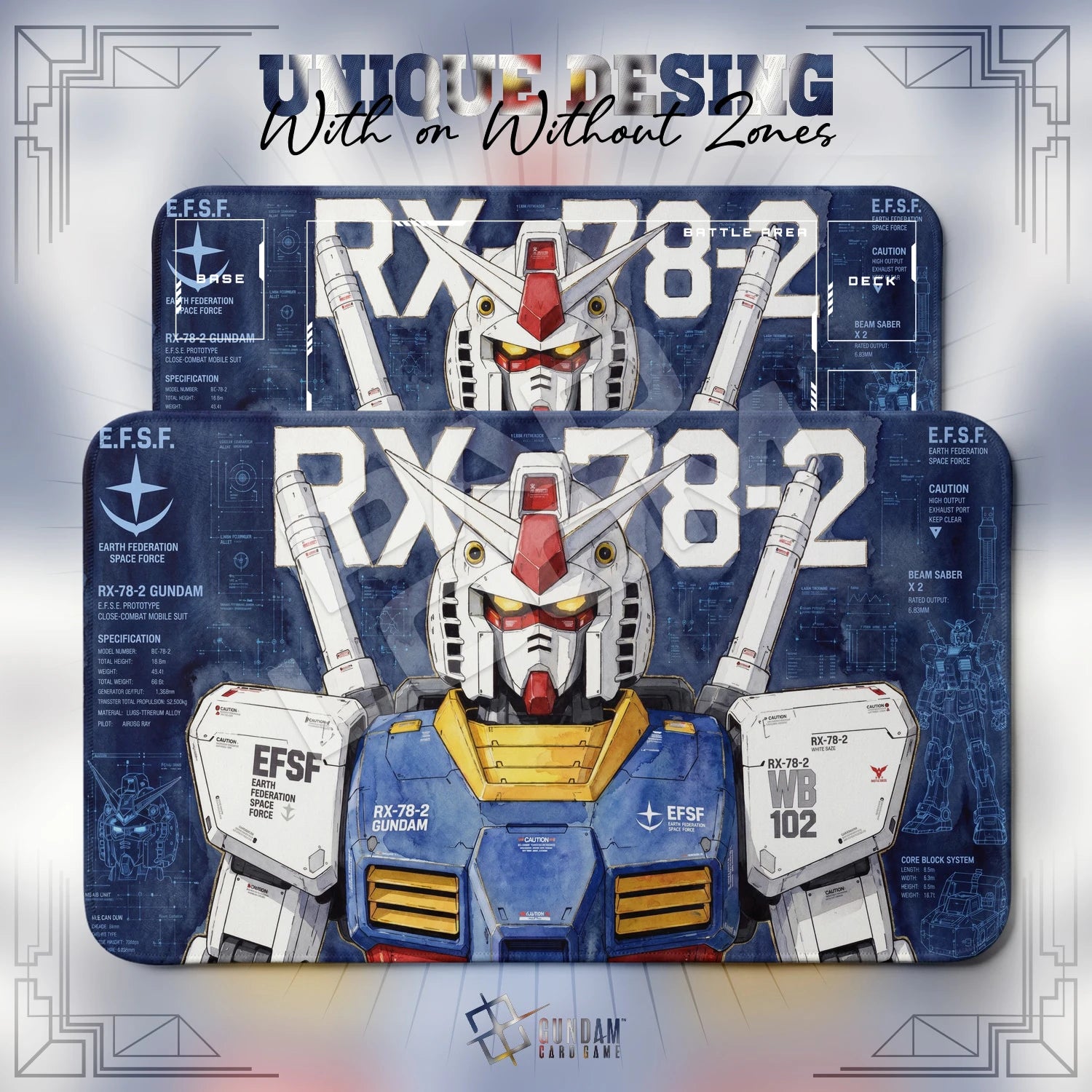 RX-78-2 Blueprint Playmat - Gundam TCG Card Game Mat