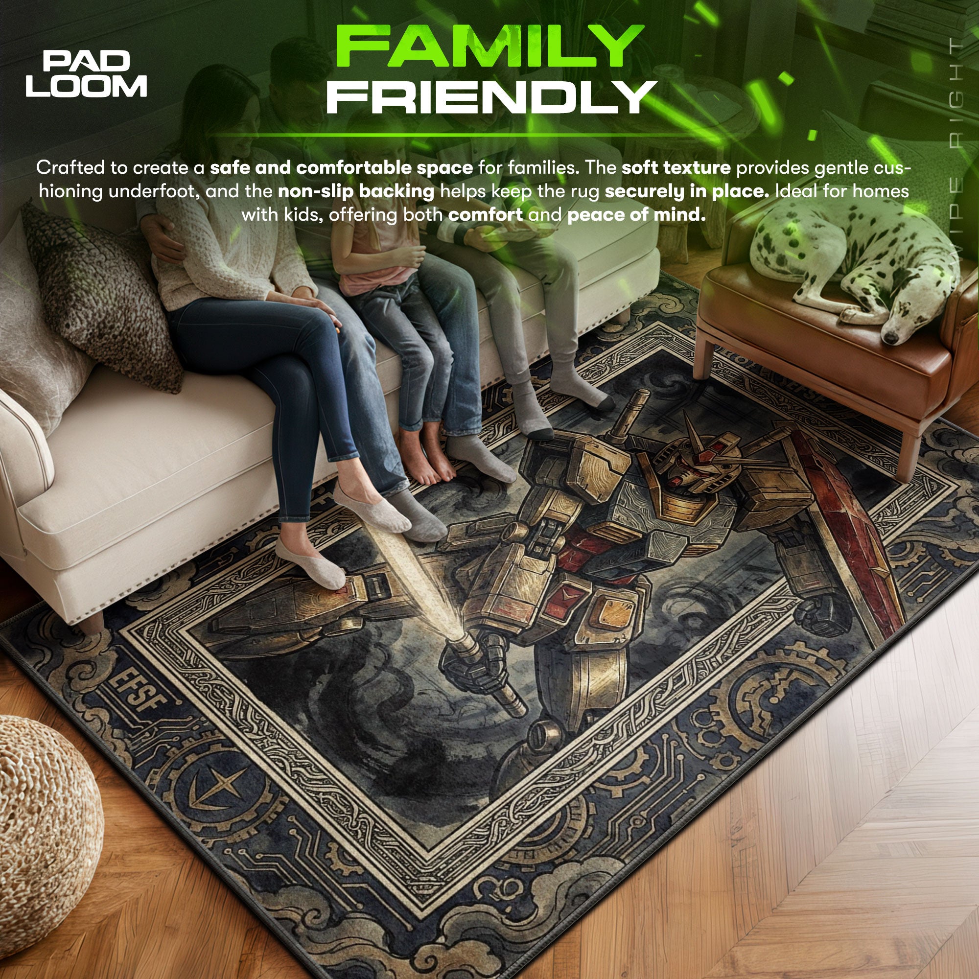 RX area rug showing full home decor artwork