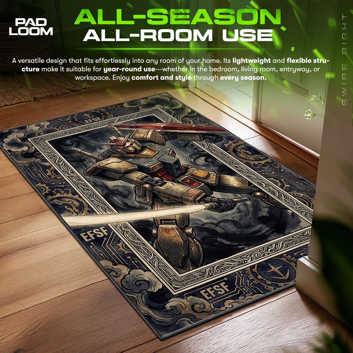RX Gundam Beam Saber Mobile Suit Chair fan rug — premium quality print