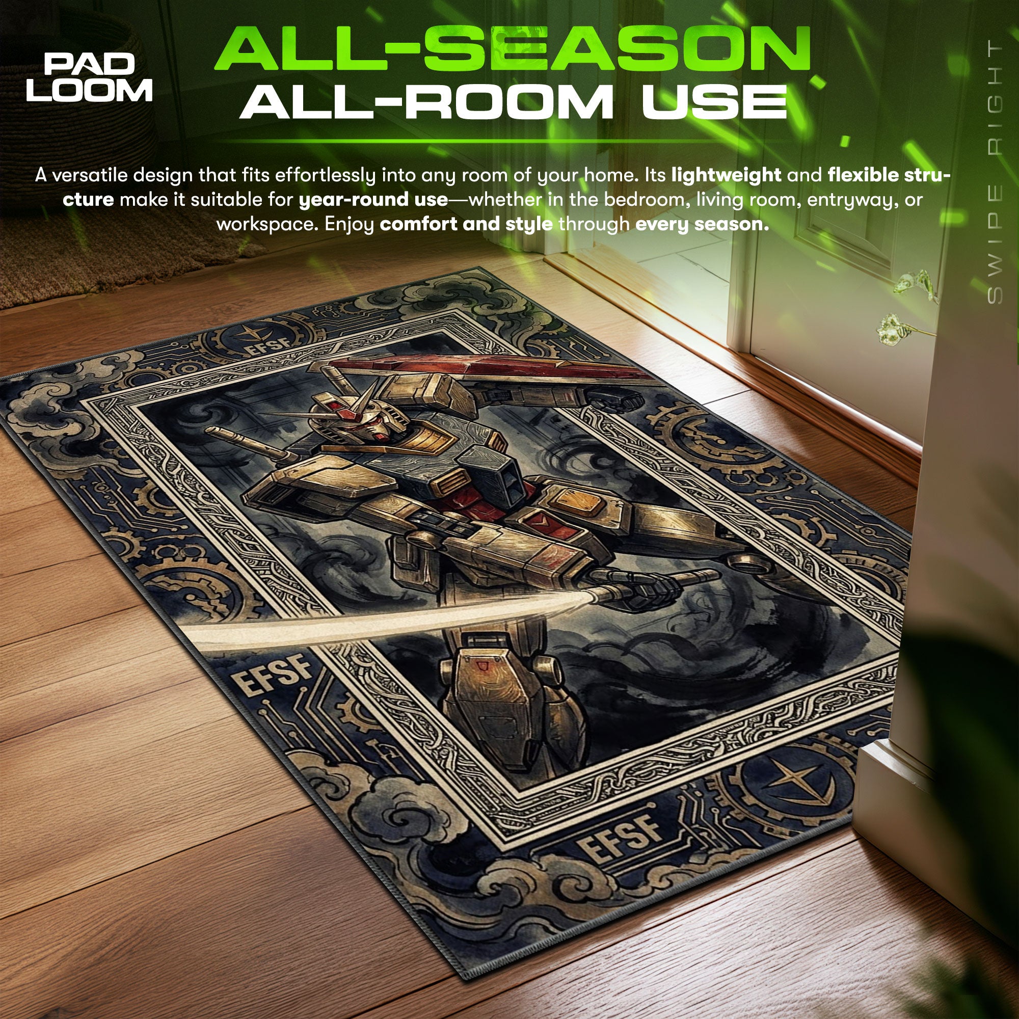 RX Gundam Beam Saber Mobile Suit Chair fan rug — premium quality print