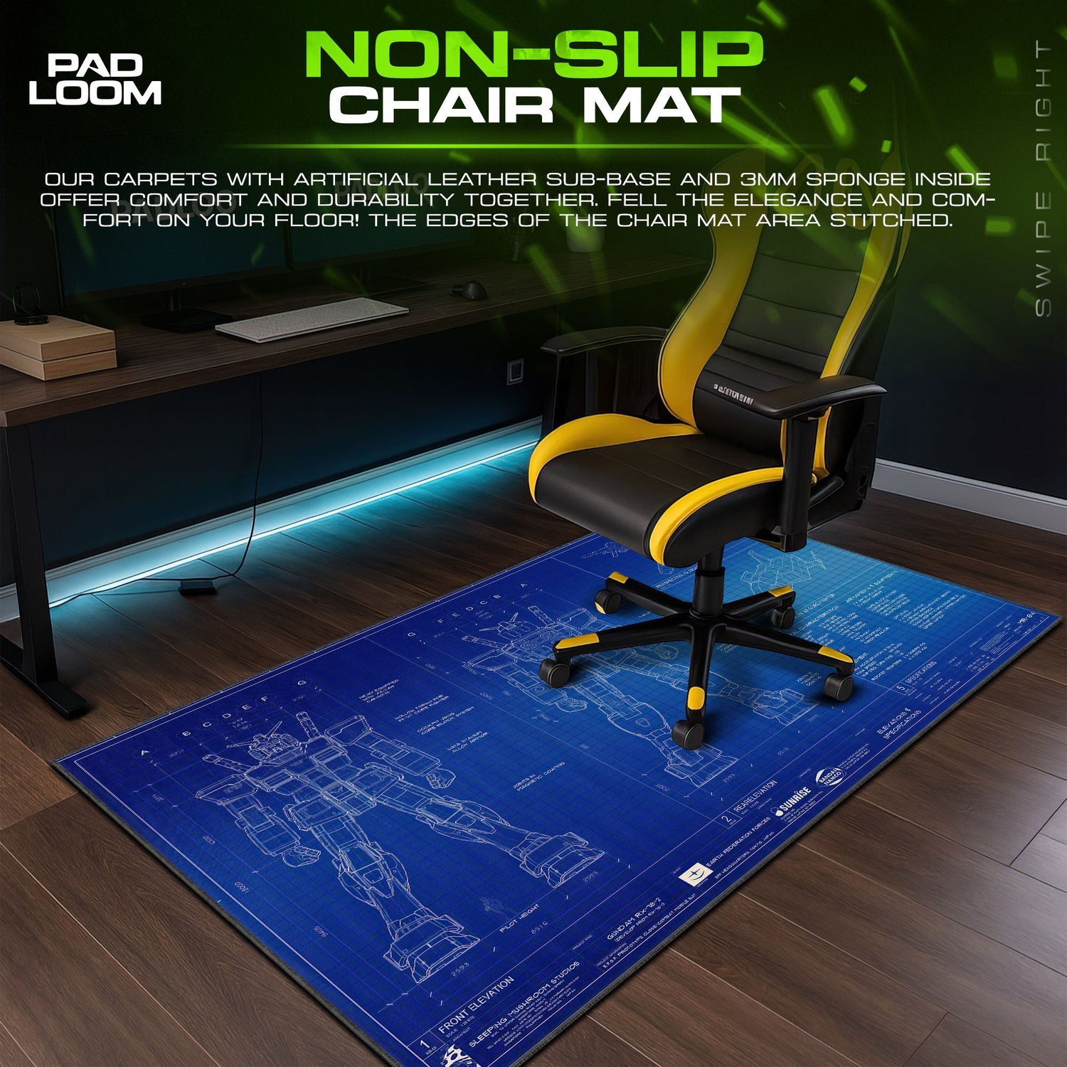RX-78-2 Gundam Blueprint Mouse Pad, Mechanical Desk Mat Padloom
