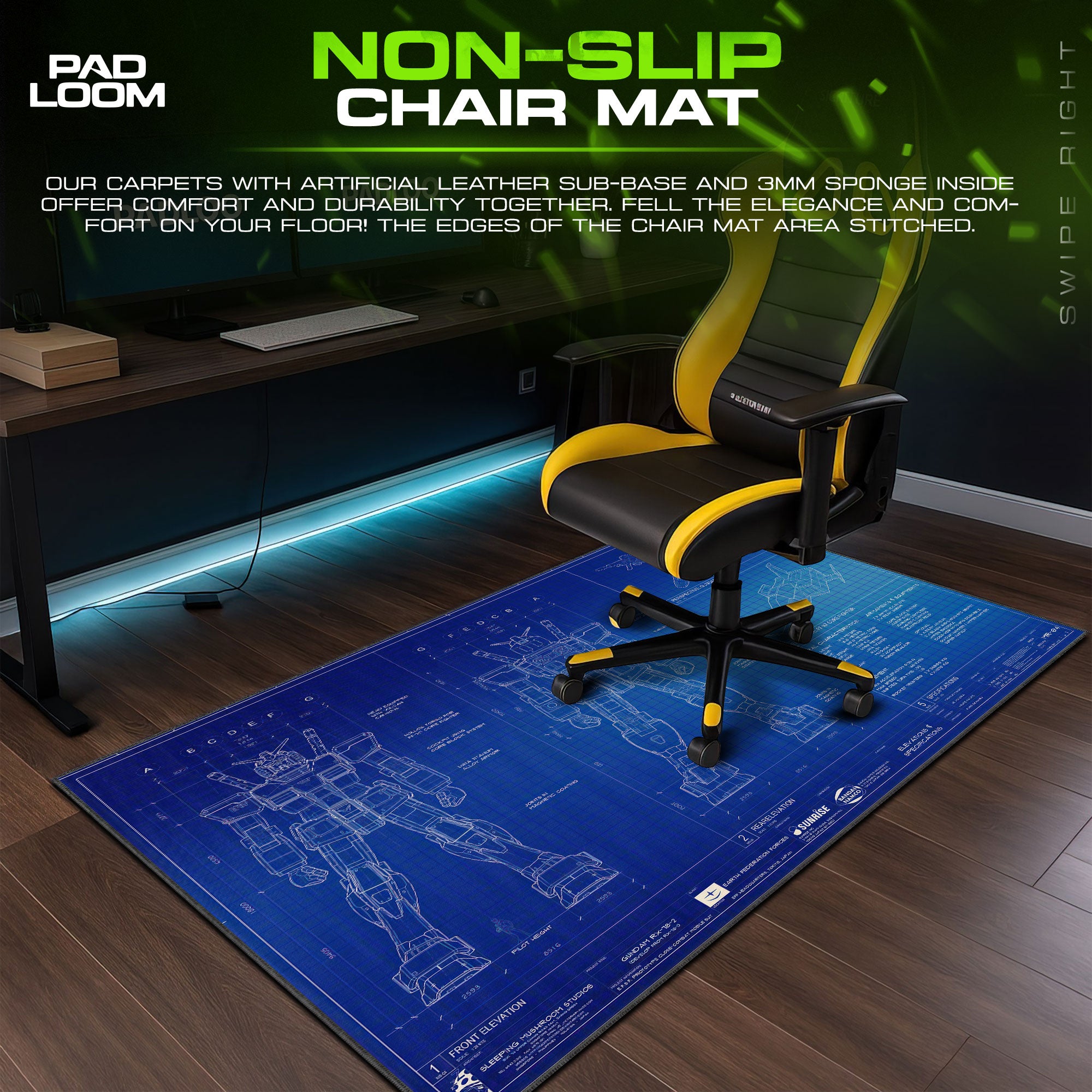 RX-78-2 Gundam Blueprint Mouse Pad, Mechanical Desk Mat