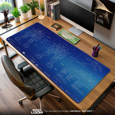 RX-78-2 Gundam Blueprint Mouse Pad, Mechanical Desk Mat
