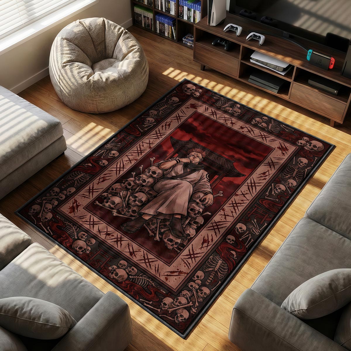 Ryomen Sukuna themed area rug for home decor fans