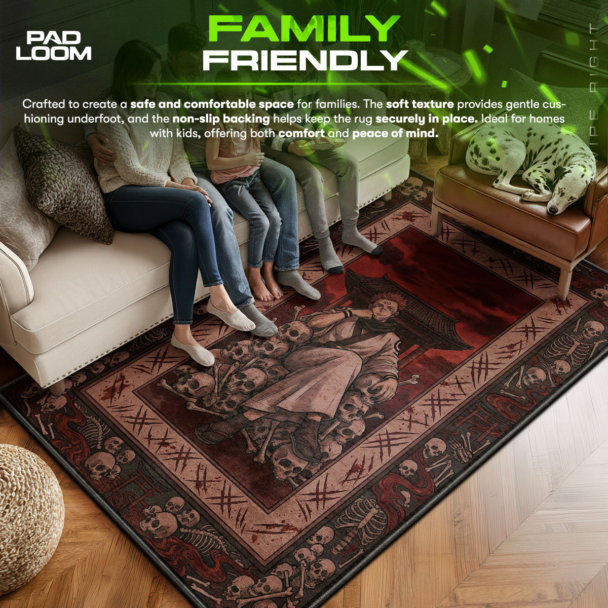 Ryomen area rug showing full home decor artwork