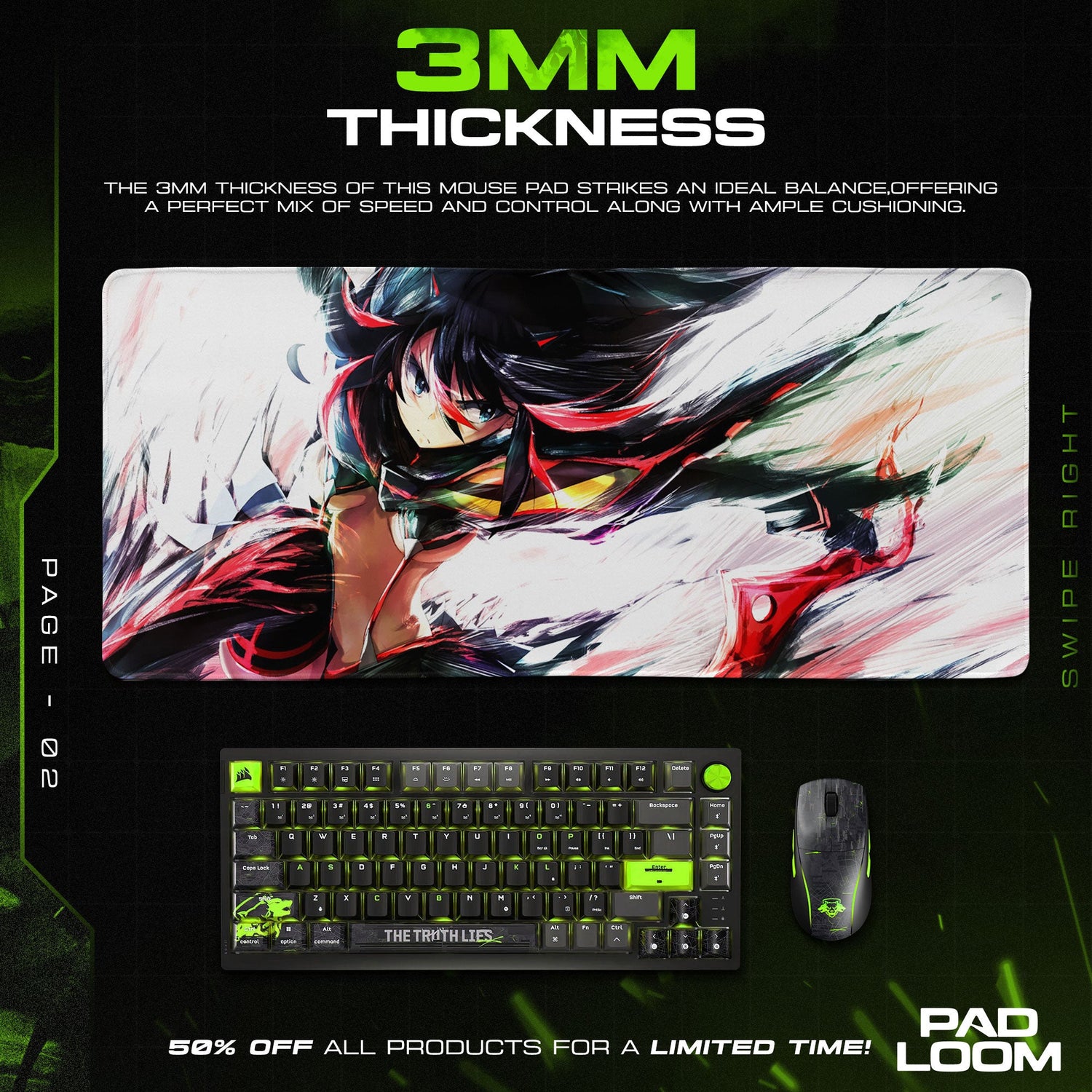 Ryuko Matoi Mouse Pad - Rebel Alliance Anime Desk Mat Padloom