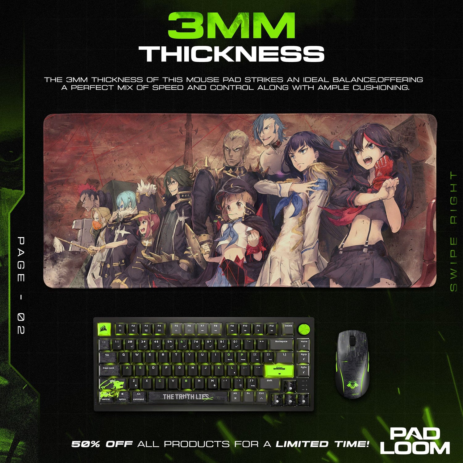 Ryuko Matoi Mouse Pad - Rebel Alliance Anime Desk Mat Padloom