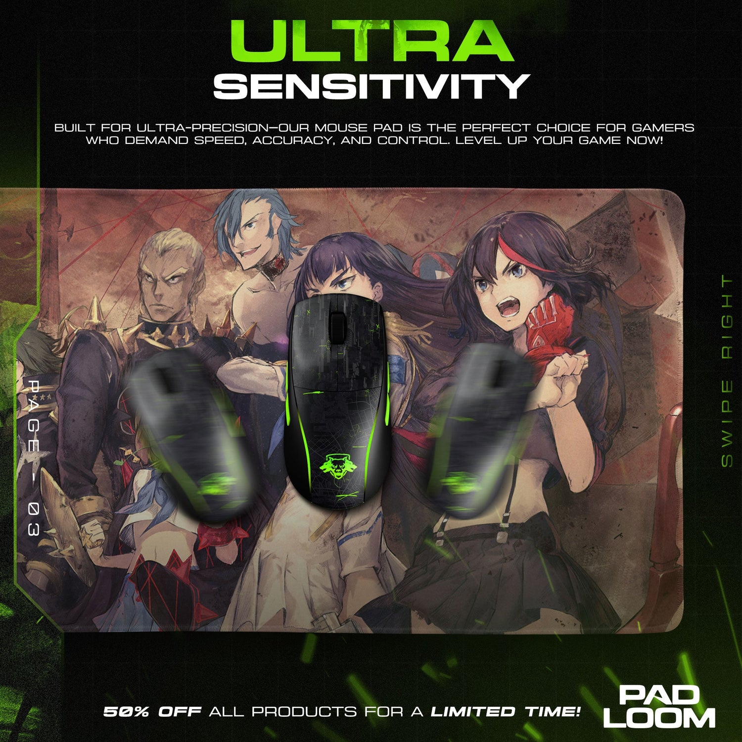 Ryuko Matoi Mouse Pad - Rebel Alliance Anime Desk Mat Padloom