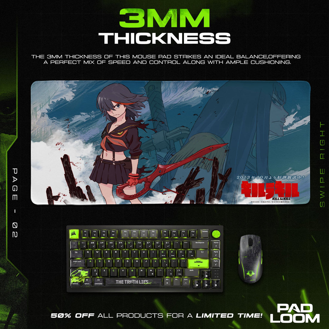 Ryuko Matoi Mouse Pad - Storm Fury Anime Desk Mat Padloom