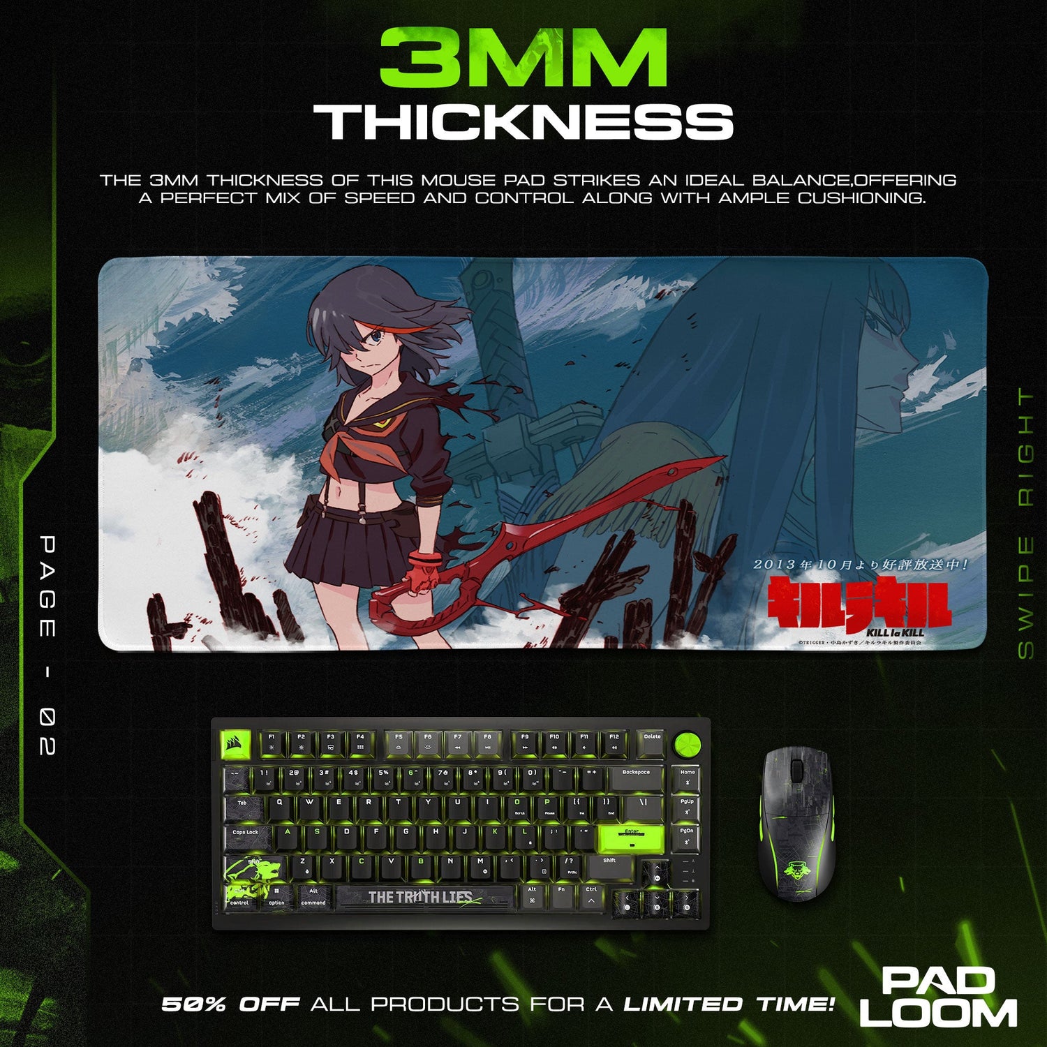 Ryuko Matoi Mouse Pad - Storm Fury Anime Desk Mat Padloom