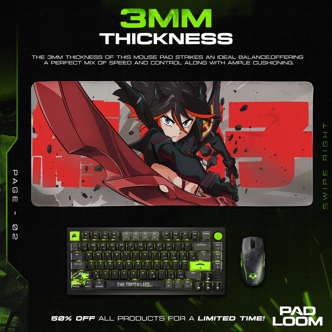 Ryuko Matoi Mouse Pad - Scissor Rage Anime Desk Mat Padloom
