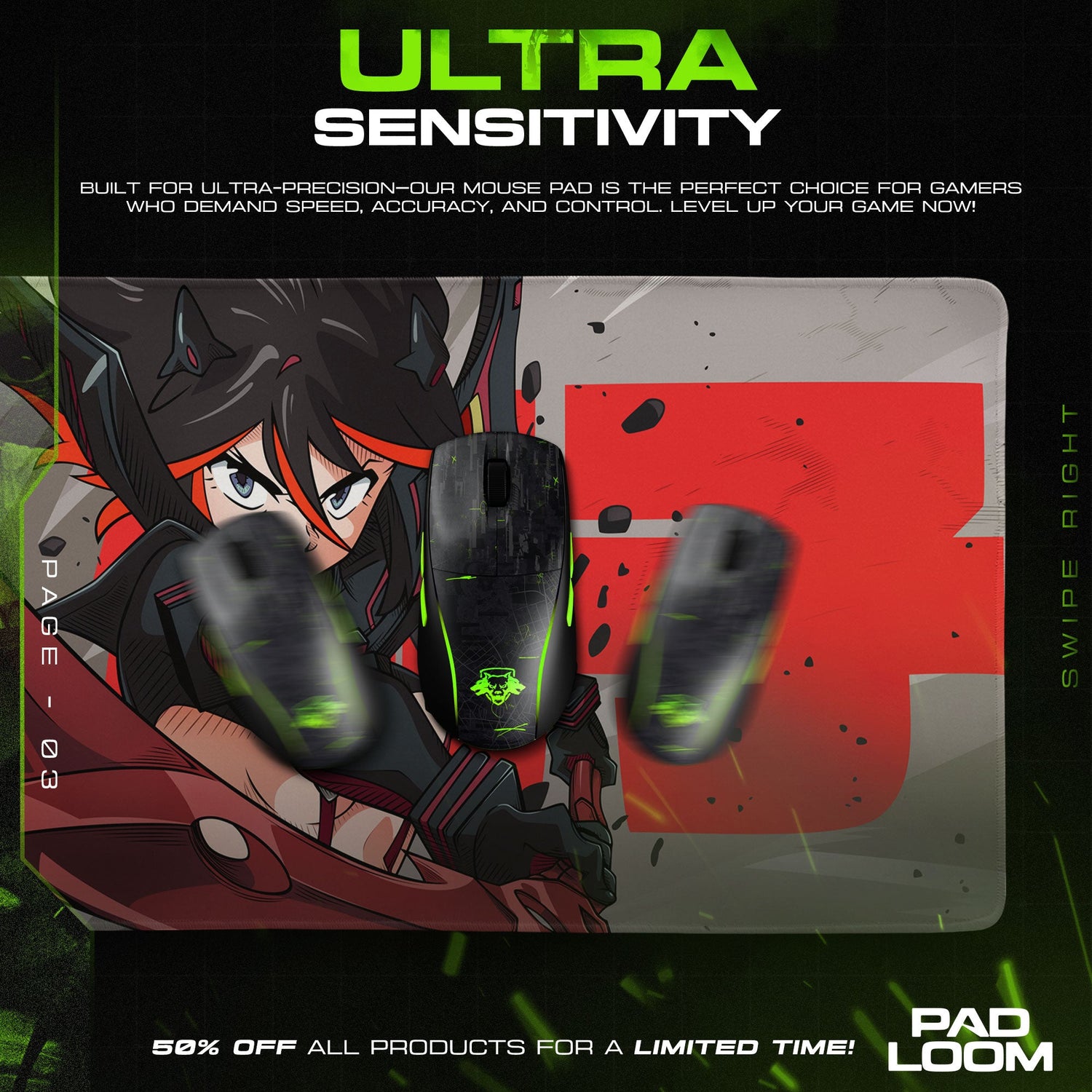 Ryuko Matoi Mouse Pad - Scissor Rage Anime Desk Mat Padloom