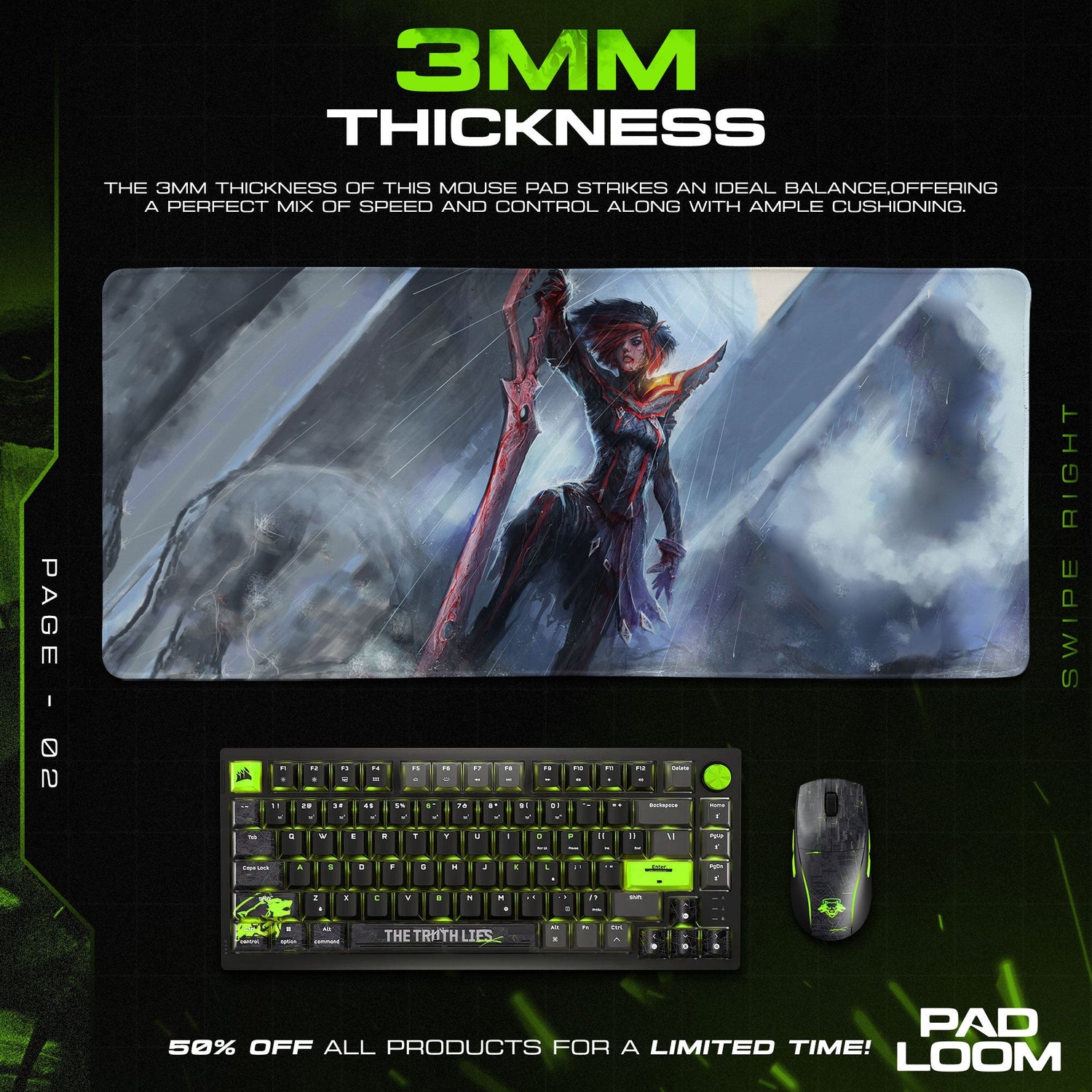 Ryuko Matoi Mouse Pad - Storm Fury Anime Desk Mat Padloom