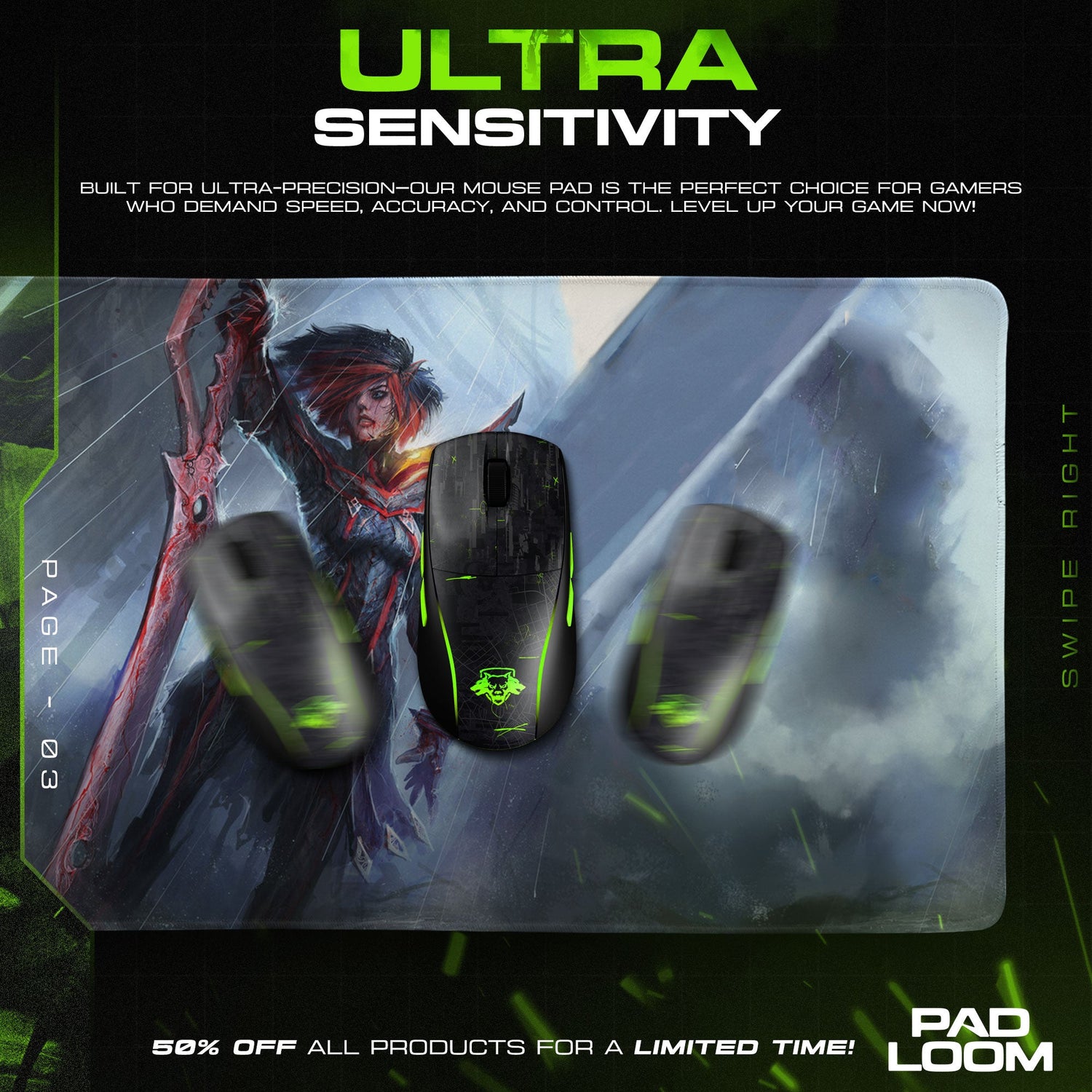 Ryuko Matoi Mouse Pad - Storm Fury Anime Desk Mat Padloom