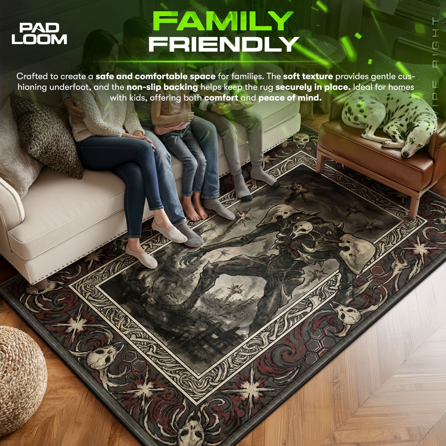 Third area rug showing full home decor artwork