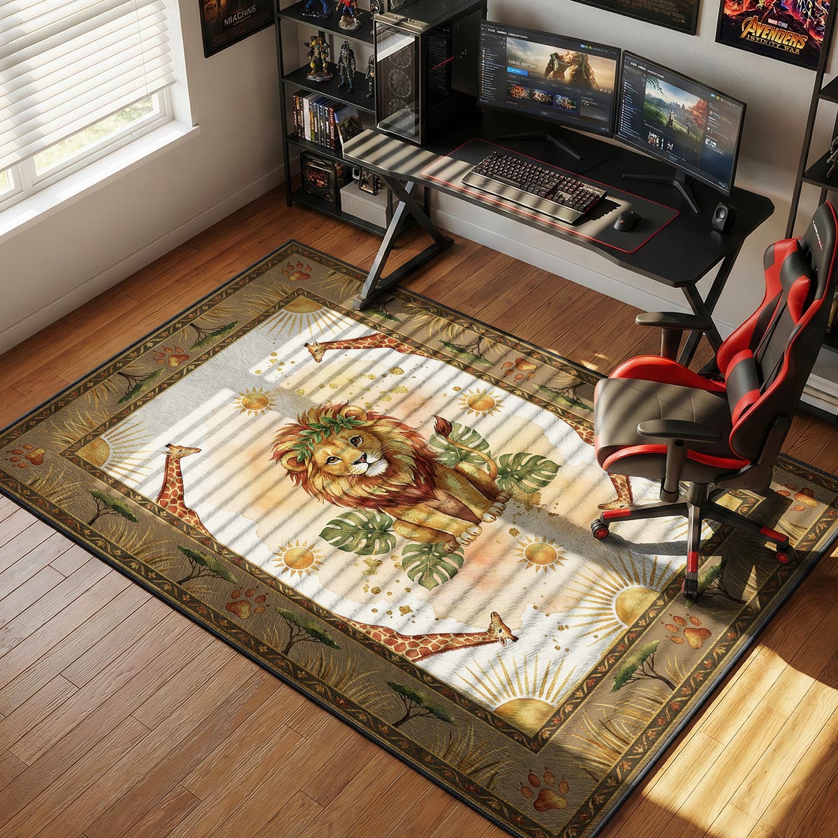 Safari Lion Kids Rug - Jungle Animal Nursery Rug