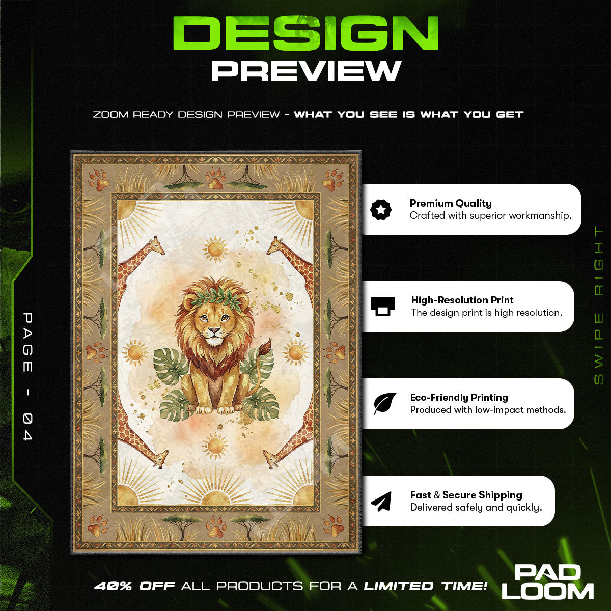 Safari Lion Kids Rug - Jungle Animal Nursery Rug