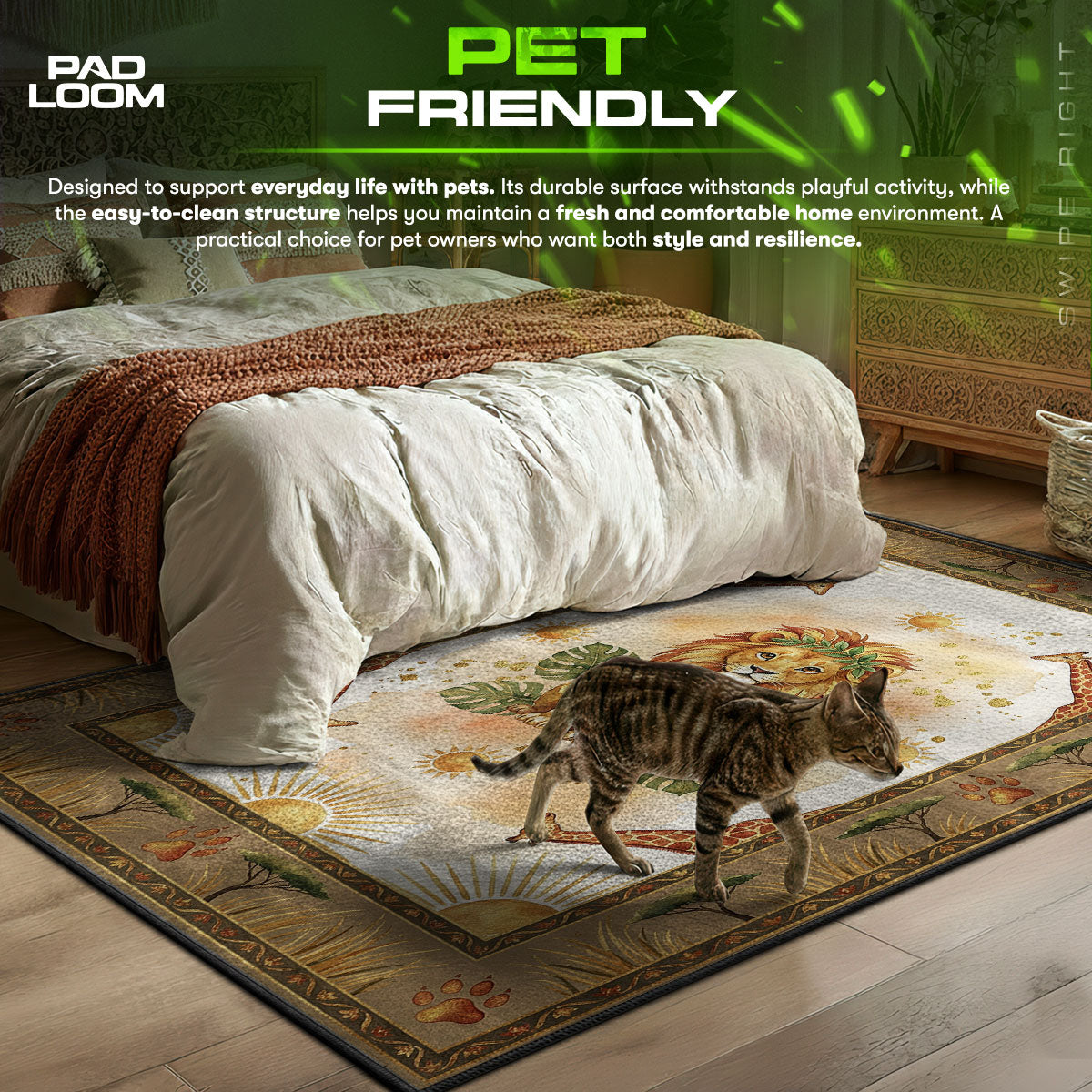 Safari Lion Kids Rug - Jungle Animal Nursery Rug