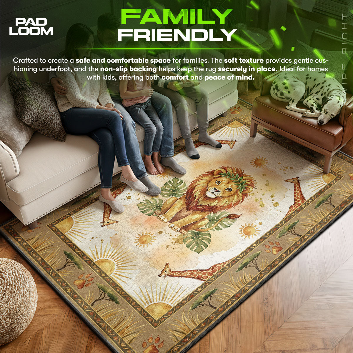 Safari Lion Kids Rug - Jungle Animal Nursery Rug