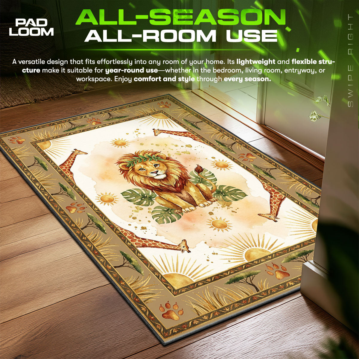 Safari Lion Kids Rug - Jungle Animal Nursery Rug