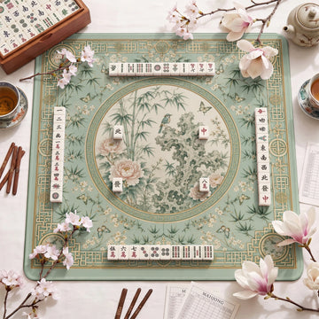 Sage Bamboo Garden Mahjong Mat - Mah Jongg Mat