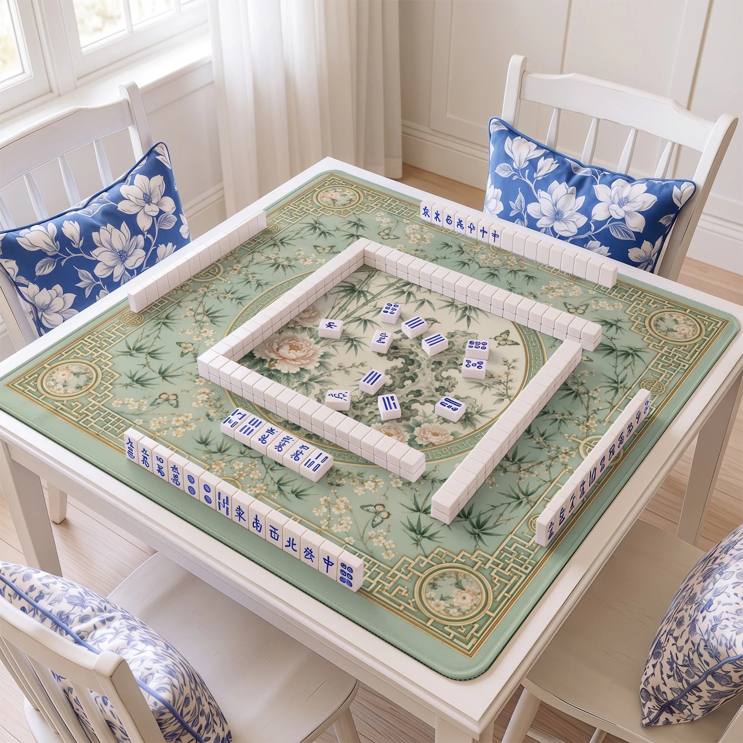 Sage Bamboo Garden Mahjong Mat - Mah Jongg Mat