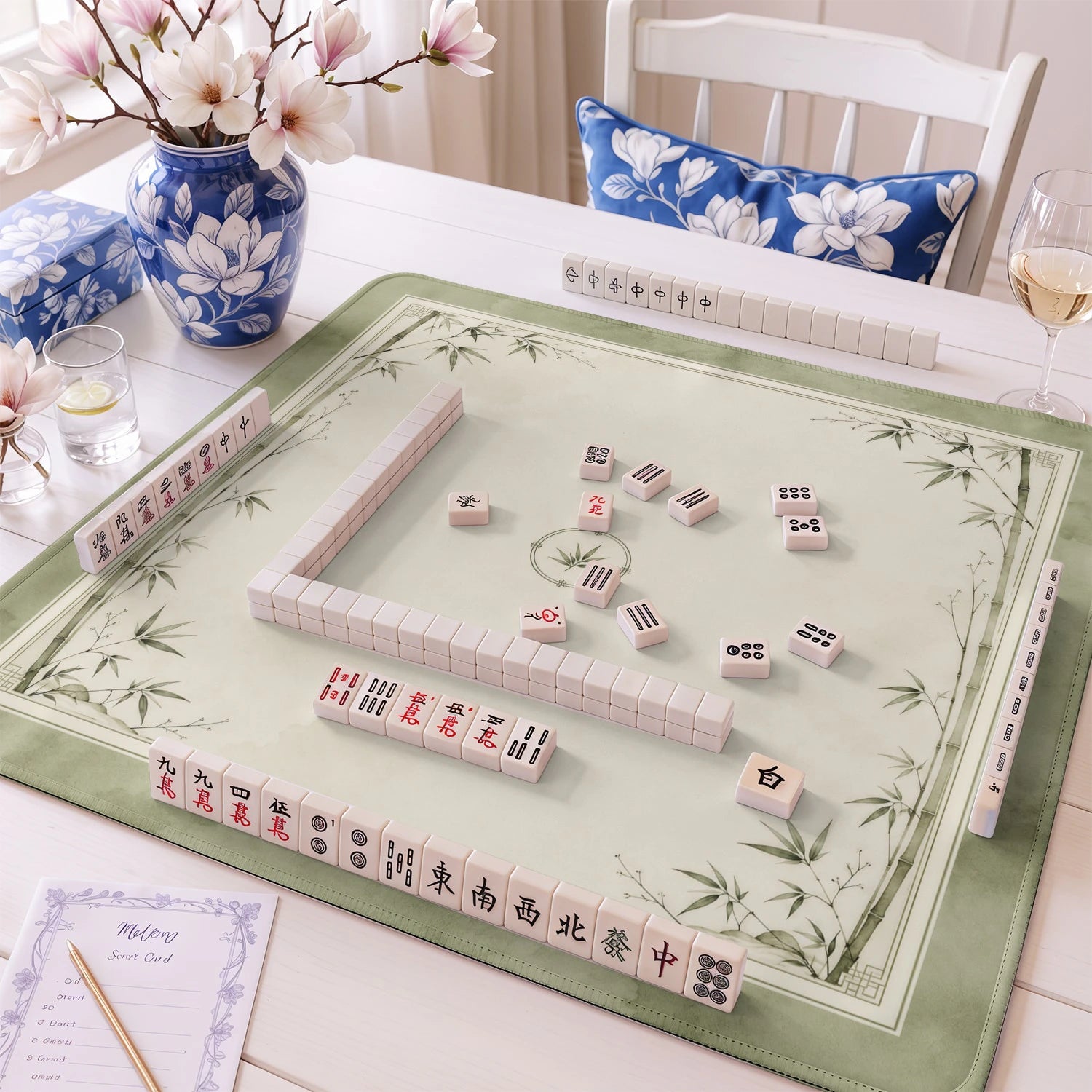 Sage Bamboo Grove Mahjong Mat - Mah Jongg Mat