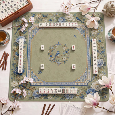 Sage Bluebird Mahjong Mat - Mah Jongg Table Mat